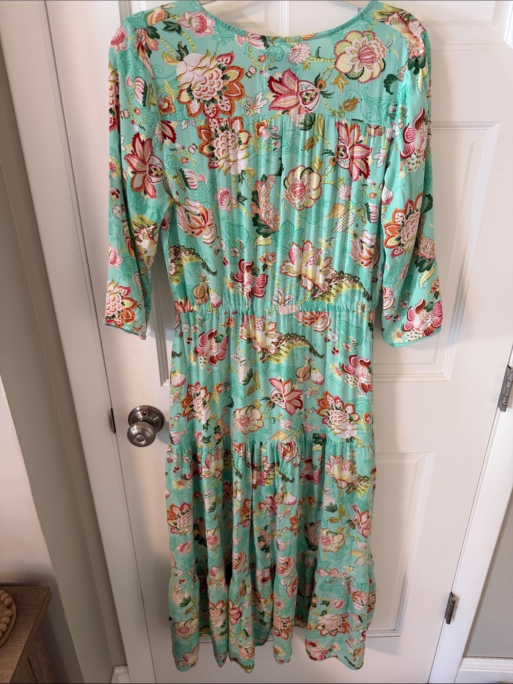 Anthropologie Sunday Mi Amor Boho Chic Floral Tiered Maxi Dress Cottagecore M - Picture 9 of 10